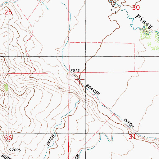 Topographic Map of Beaver Ditch, WY