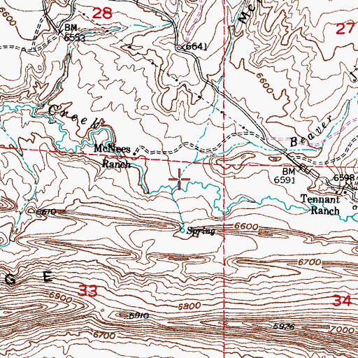 Topographic Map of Beaver Jimmy Creek, WY