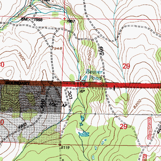 Topographic Map of Beaver Pond, WY