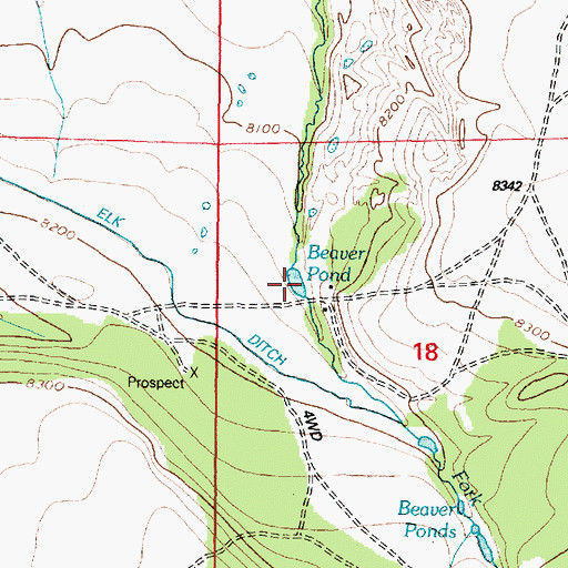 Topographic Map of Beaver Pond, WY