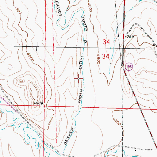 Topographic Map of Beaver Tooth Ditch, WY
