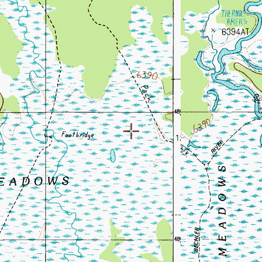 Topographic Map of Bechler Meadows, WY