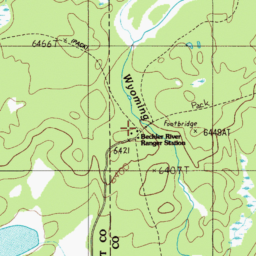 Topographic Map of Bechler River Ranger Station, WY