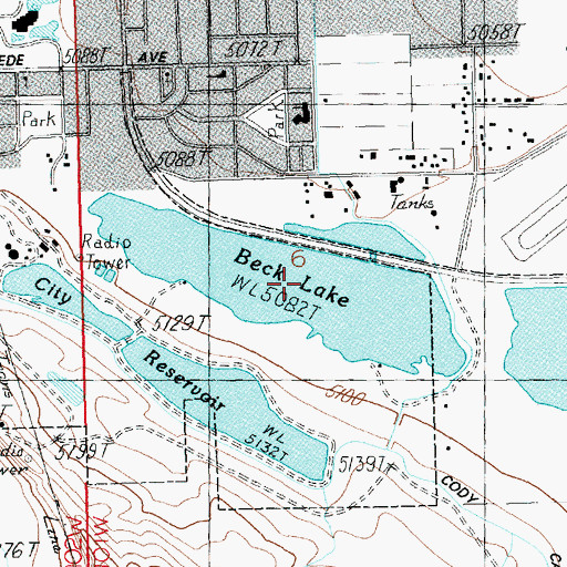 Topographic Map of Beck Lake, WY