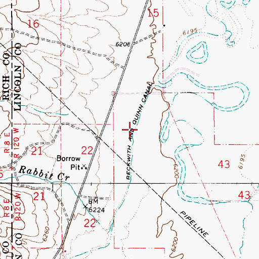 Topographic Map of Beckwith and Quinn Canal, WY