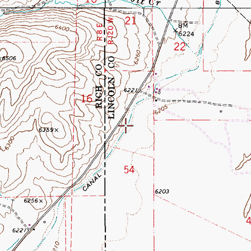 Topographic Map of Beckwith and Quinn Ditch, WY