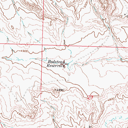 Topographic Map of Bedstead Reservoir, WY