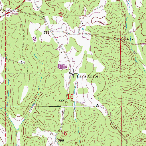 Topographic Map of Davis Chapel Cemetery, AL