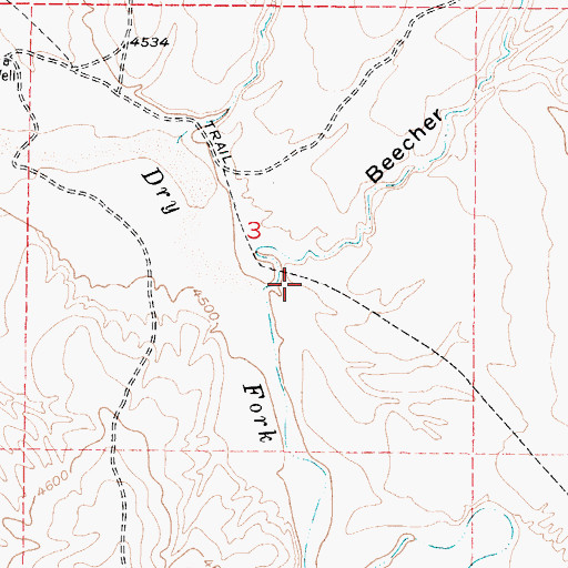 Topographic Map of Beecher Draw, WY