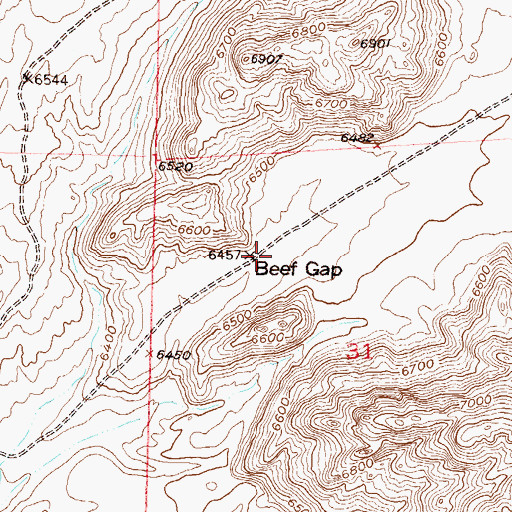 Topographic Map of Beef Gap, WY