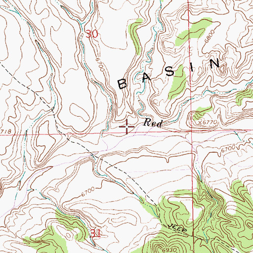 Topographic Map of Beef Steer Creek, WY