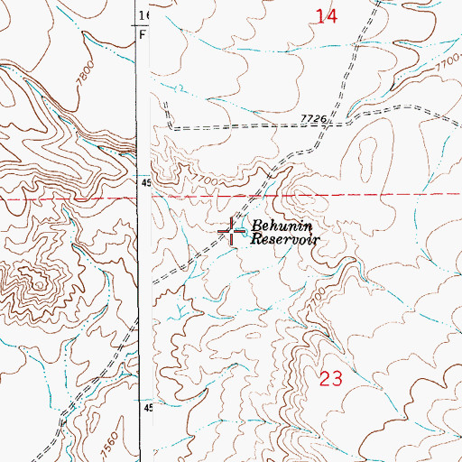 Topographic Map of Behunin Reservoir, WY