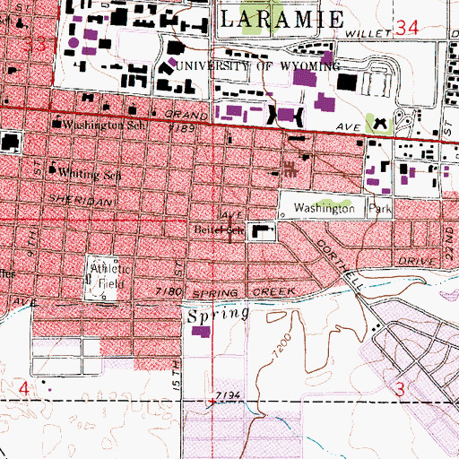 Topographic Map of Beitel School, WY