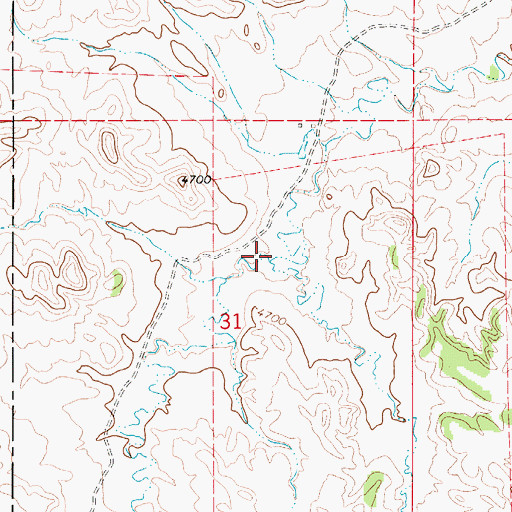 Topographic Map of Bell Creek, WY