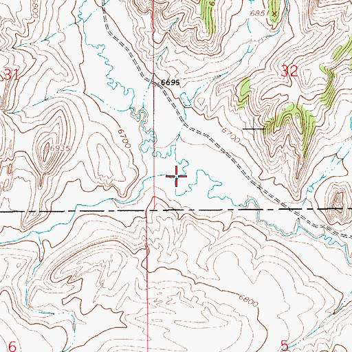 Topographic Map of Bell Creek, WY