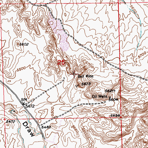 Topographic Map of Bell Mine, WY