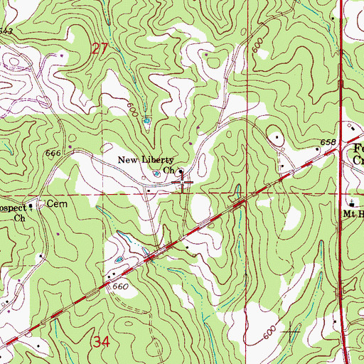 Topographic Map of New Liberty Cemetery, AL