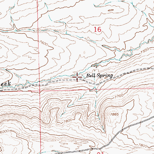 Topographic Map of Bell Spring, WY
