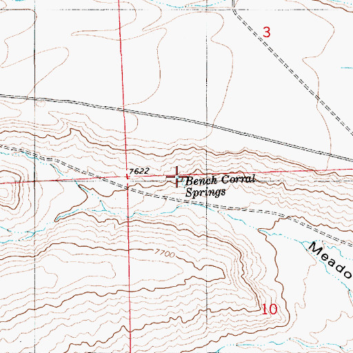 Topographic Map of Bench Corral Springs, WY