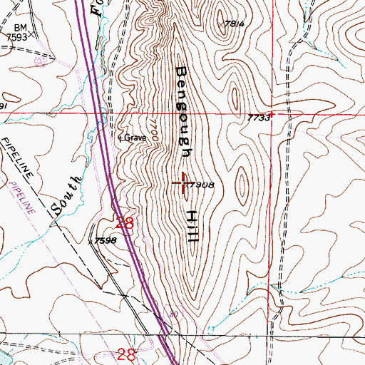 Topographic Map of Bengough Hill, WY