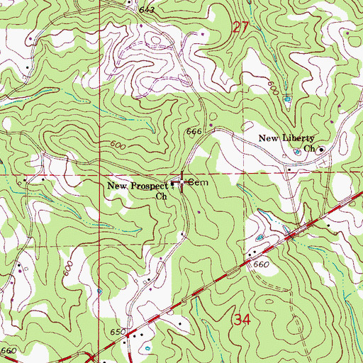 Topographic Map of New Prospect Cemetery, AL