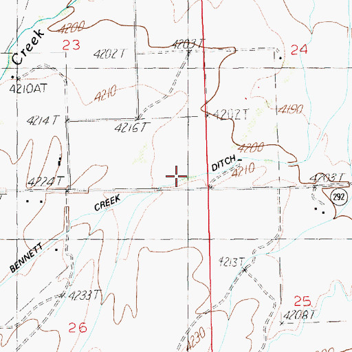 Topographic Map of Bennett Creek Ditch, WY
