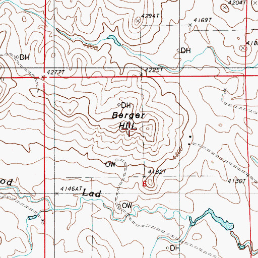 Topographic Map of Berger Hill, WY