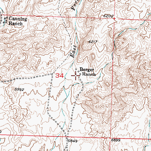 Topographic Map of Berger Ranch, WY