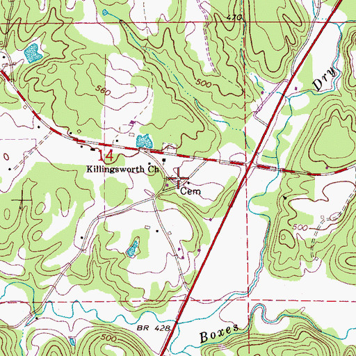 Topographic Map of New River Cemetery, AL