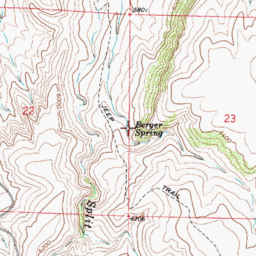 Topographic Map of Berger Spring, WY