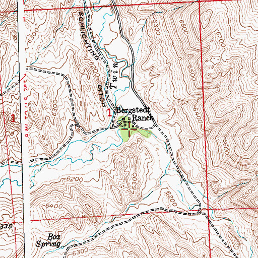 Topographic Map of Bergstedt Ranch, WY