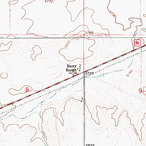 Topographic Map of Berry Ranch, WY