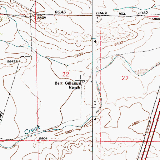 Topographic Map of Bert Gillaspie Ranch, WY