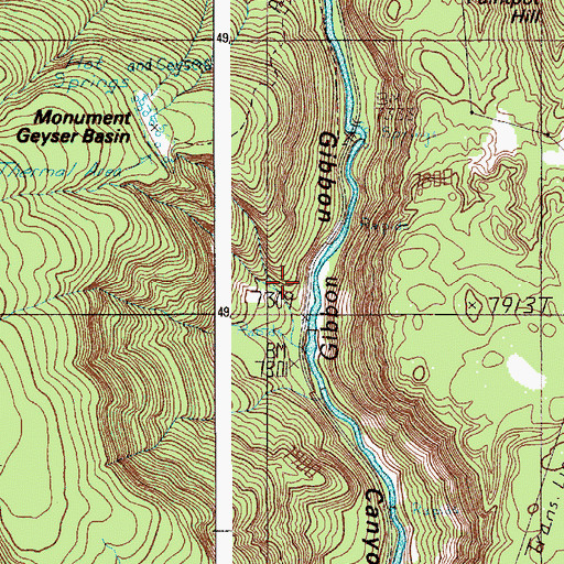 Topographic Map of Beryl Spring, WY