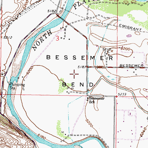 Topographic Map of Bessemer Bend, WY