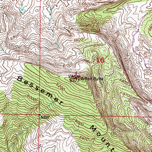 Topographic Map of Bessemer Mountain, WY