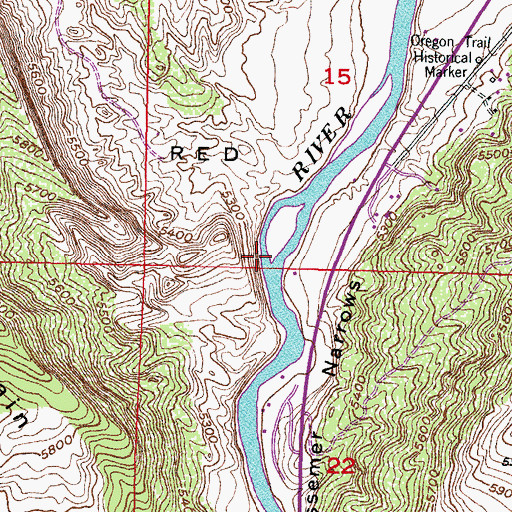 Topographic Map of Bessemer Narrows, WY