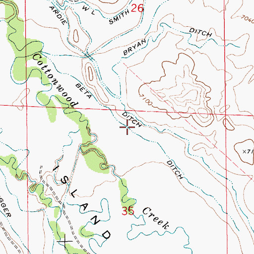 Topographic Map of Beta Ditch, WY