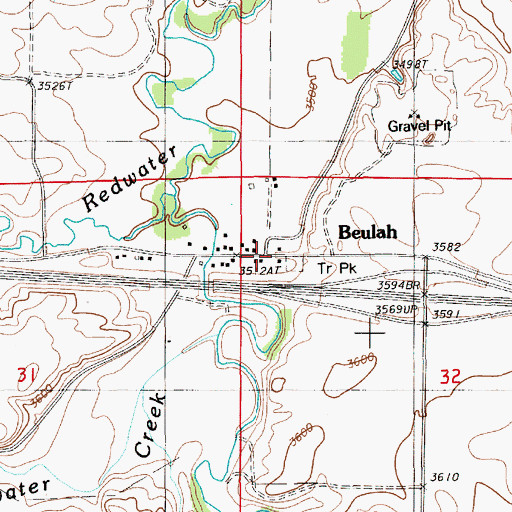 Topographic Map of Beulah, WY