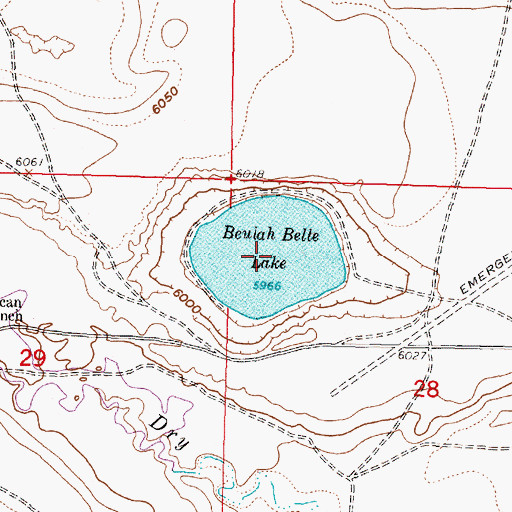Topographic Map of Beulah Belle Lake, WY