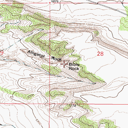 Topographic Map of Bible Rock, WY