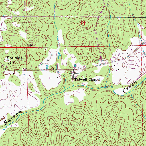 Topographic Map of Tidwell Chapel Cemetery, AL
