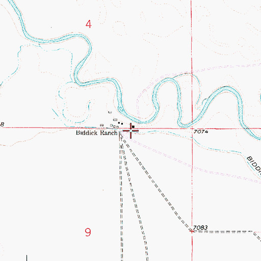 Topographic Map of Biddick Ranch, WY