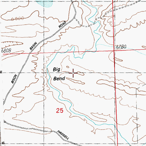 Topographic Map of Big Bend, WY