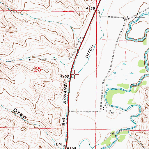 Topographic Map of Big Bonanza Ditch, WY