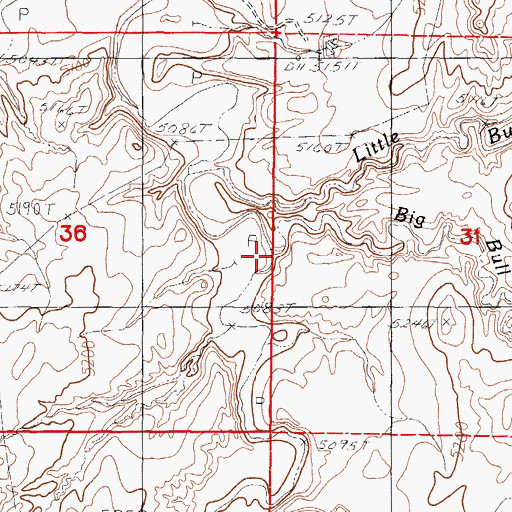 Topographic Map of Big Bull Cedar Creek, WY