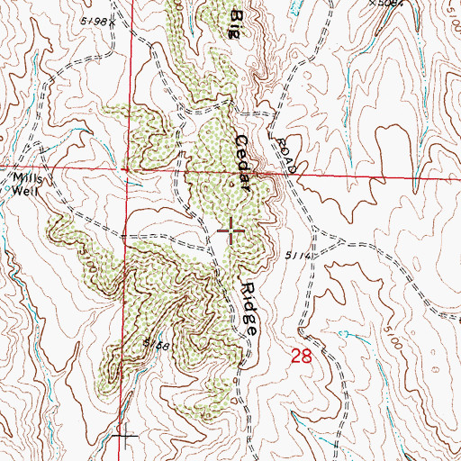Topographic Map of Big Cedar Ridge, WY