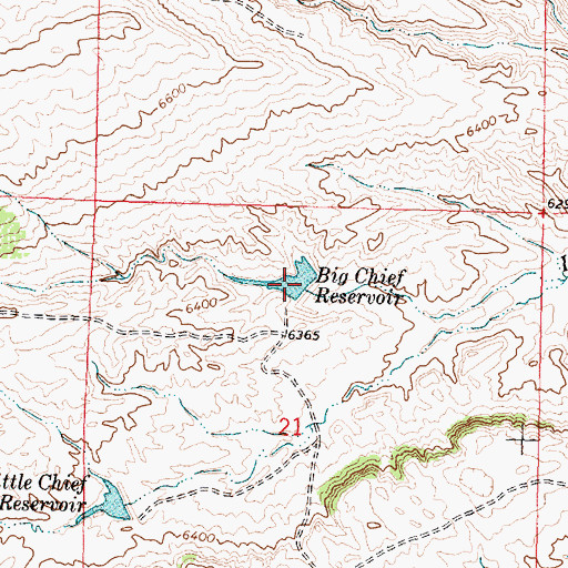 Topographic Map of Big Chief Reservoir, WY