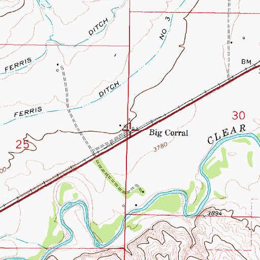 Topographic Map of Big Corral, WY