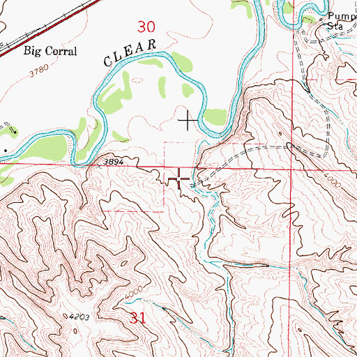 Topographic Map of Big Corral Draw, WY
